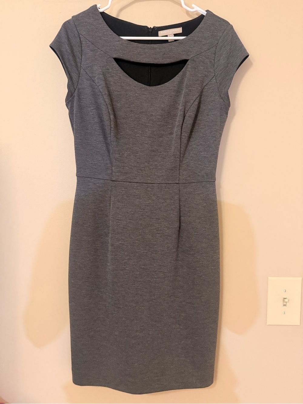 Banana Republic Gray Sheath Dress with Front Cutout